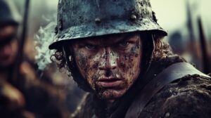 Gritty close up of a scottish covenanter in battle