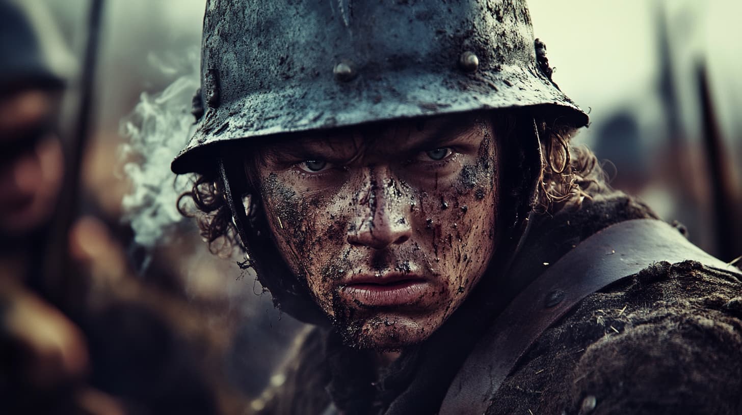 Gritty close up of a scottish covenanter in battle